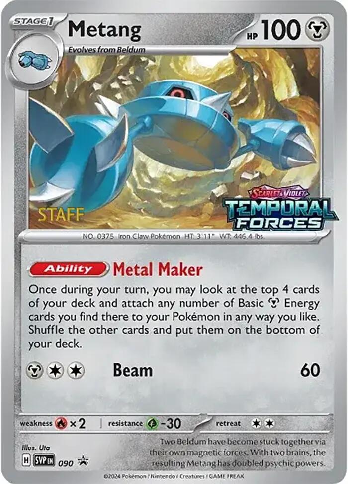 Metang (090) (Staff Prerelease Promo) [Scarlet & Violet: Black Star Promos] | The Gaming-Verse