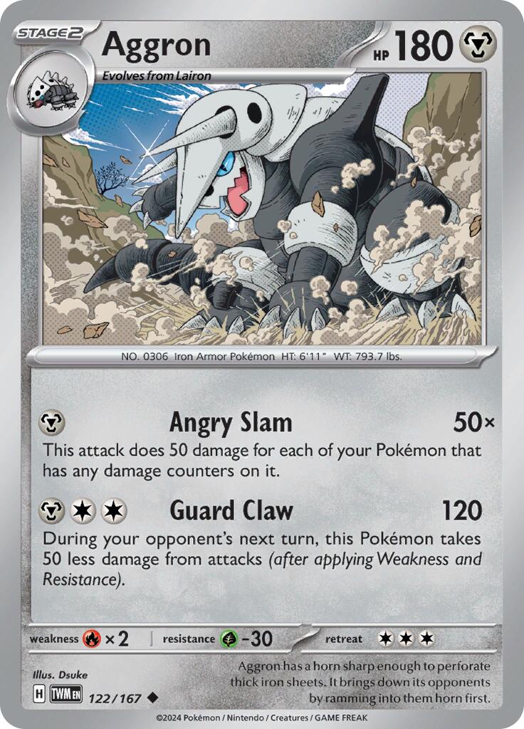 Aggron (122/167) [Scarlet & Violet: Twilight Masquerade] | The Gaming-Verse