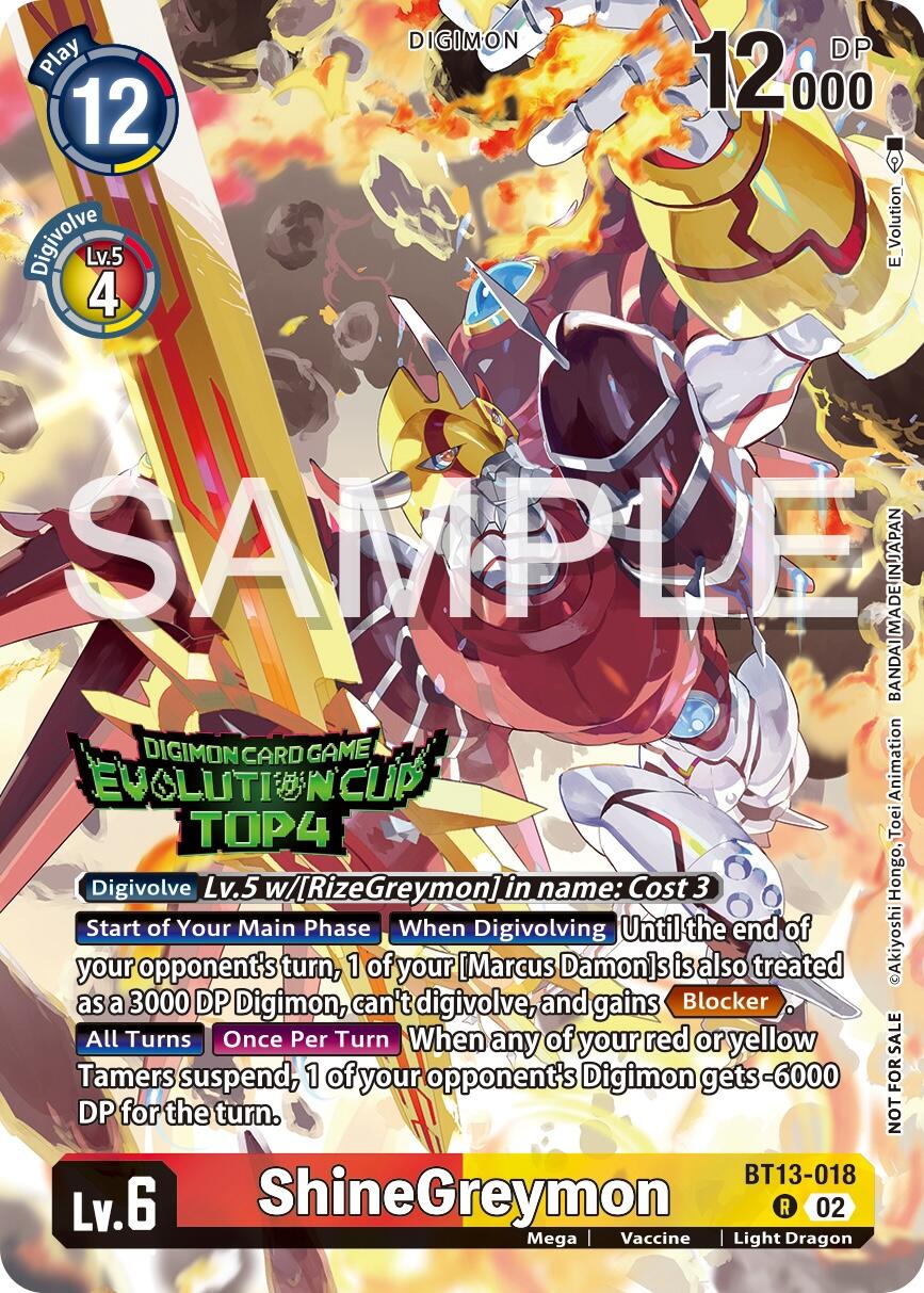 ShineGreymon [BT13-018] (2024 Evolution Cup Top 4) [Versus Royal Knights Booster Promos] | The Gaming-Verse