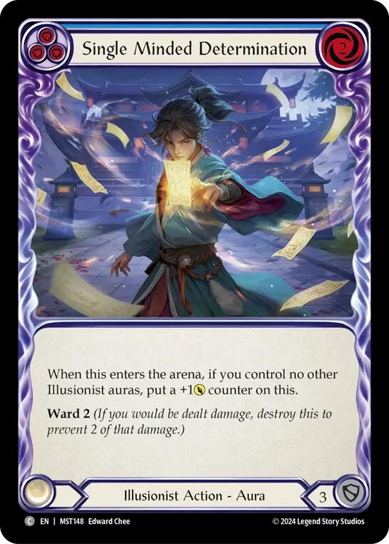 Single Minded Determination (Blue) [MST148] (Part the Mistveil)  Rainbow Foil | The Gaming-Verse