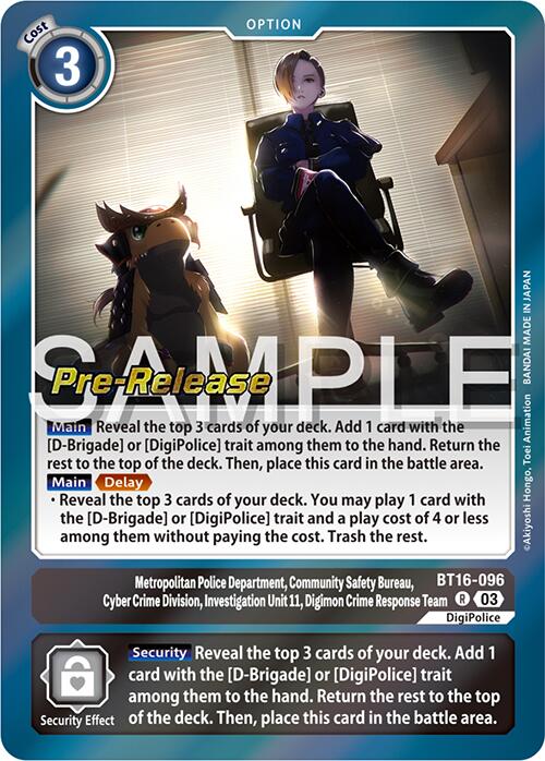 Metropolitan Police Department, Community Safety Bureau, Cyber Crime Division, Investigation Unit 11... [BT16-096] [Beginning Observer Pre-Release Promos] | The Gaming-Verse