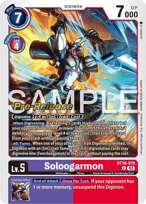 Soloogarmon [BT16-076] [Beginning Observer Pre-Release Promos] | The Gaming-Verse