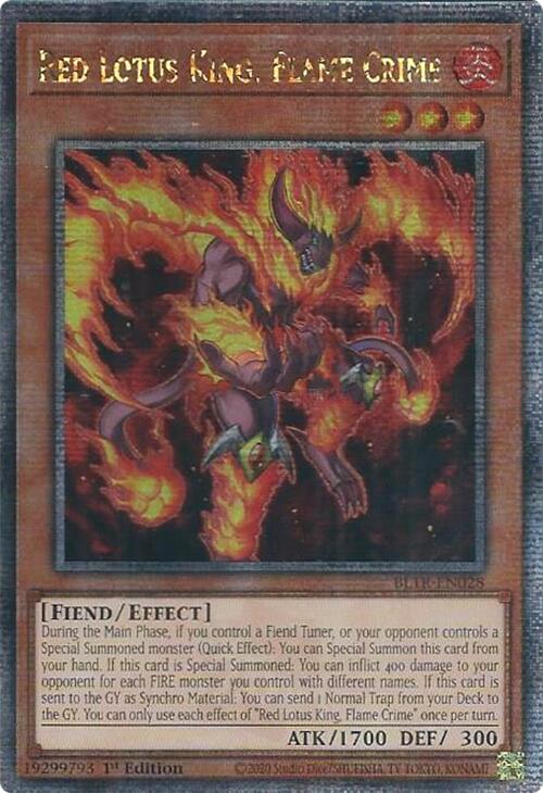 Red Lotus King, Flame Crime (Quarter Century Secret Rare) [BLTR-EN028] Quarter Century Secret Rare | The Gaming-Verse