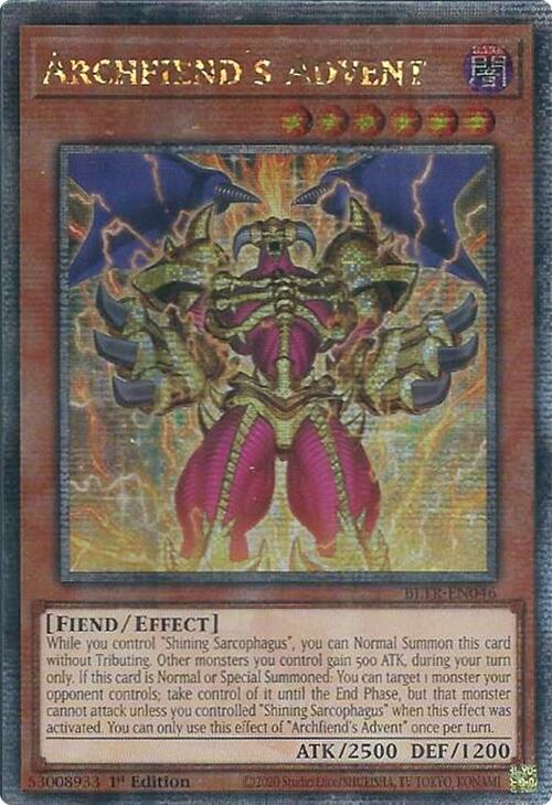 Archfiend's Advent (Quarter Century Secret Rare) [BLTR-EN046] Quarter Century Secret Rare | The Gaming-Verse