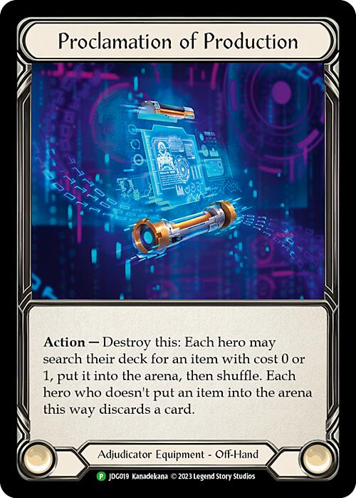 Proclamation of Production [JDG019] (Promo)  Cold Foil | The Gaming-Verse