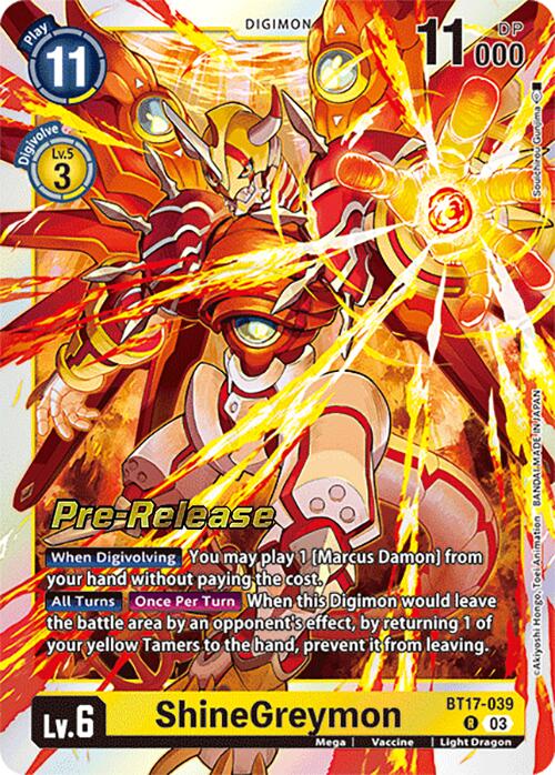 ShineGreymon [BT17-039] [Secret Crisis Pre-Release Cards] | The Gaming-Verse