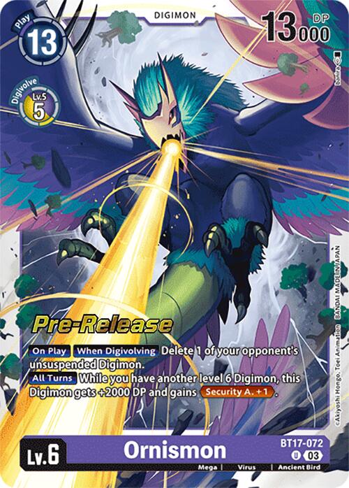 Ornismon [BT17-072] [Secret Crisis Pre-Release Cards] | The Gaming-Verse