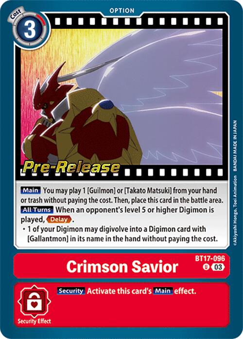 Crimson Savior [BT17-096] [Secret Crisis Pre-Release Cards] | The Gaming-Verse