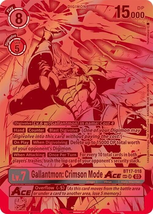 Gallantmon: Crimson Mode ACE [BT17-018] (Textured) [Secret Crisis] | The Gaming-Verse