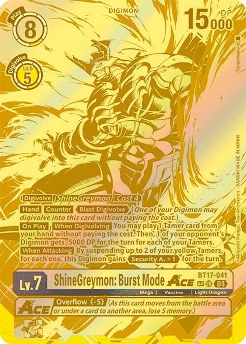 ShineGreymon: Burst Mode ACE [BT17-041] (Textured) [Secret Crisis] | The Gaming-Verse