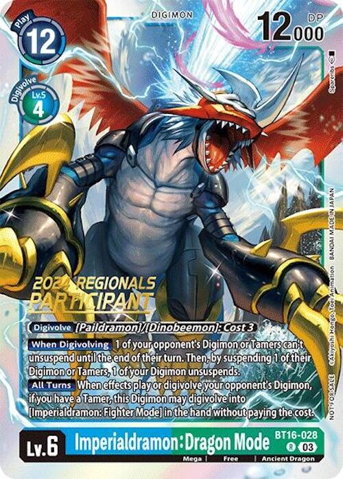 Imperialdramon: Dragon Mode [BT16-028] (2024 Regionals Participant) [Beginning Observer] | The Gaming-Verse