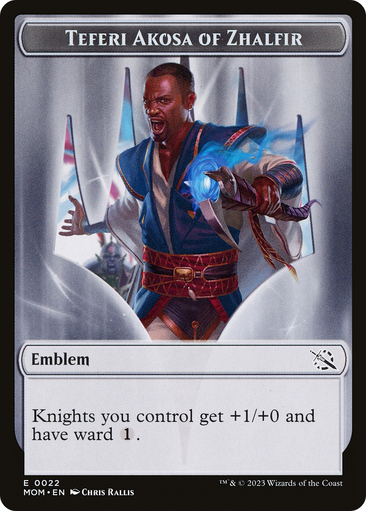 Treasure (20) // Teferi Akosa of Zhalfir Emblem Double-Sided Token [March of the Machine Tokens] | The Gaming-Verse