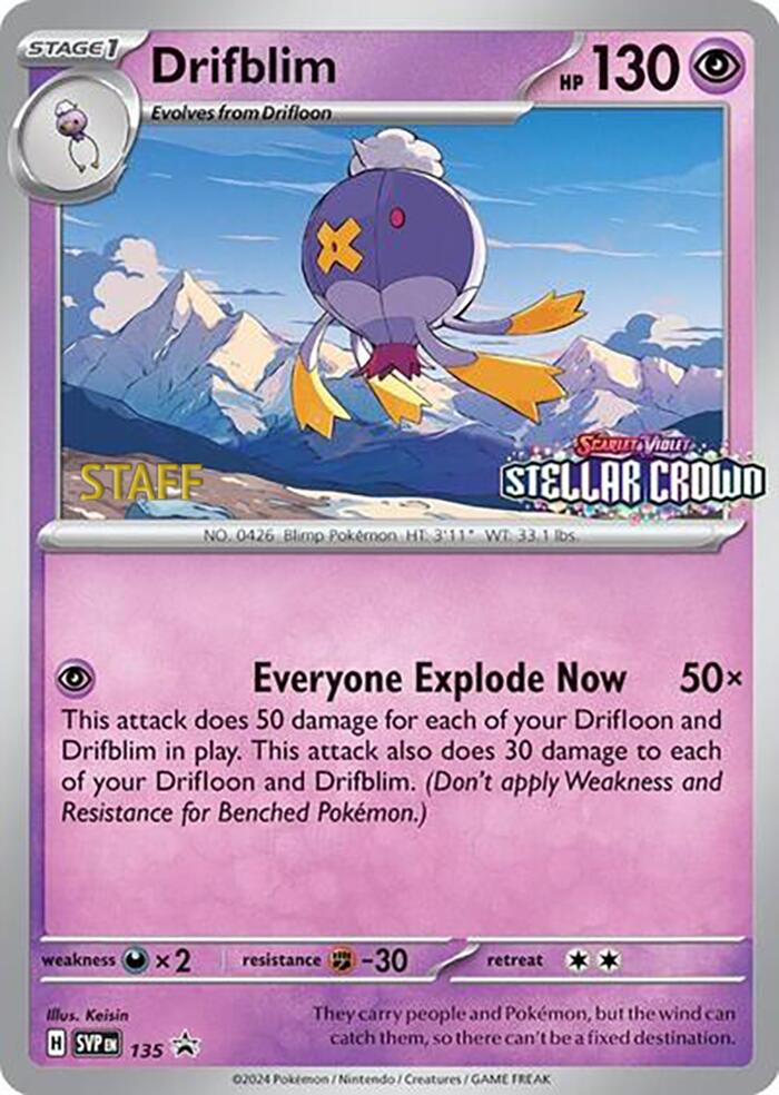 Drifblim (135) (Staff Promo) [Scarlet & Violet: Black Star Promos] | The Gaming-Verse