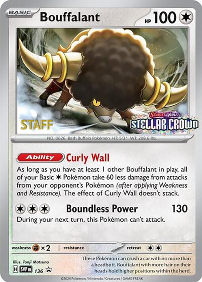 Bouffalant (136) (Staff Promo) [Scarlet & Violet: Black Star Promos] | The Gaming-Verse