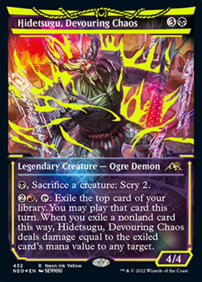 Hidetsugu, Devouring Chaos (Neon Ink Yellow) [Kamigawa: Neon Dynasty] | The Gaming-Verse