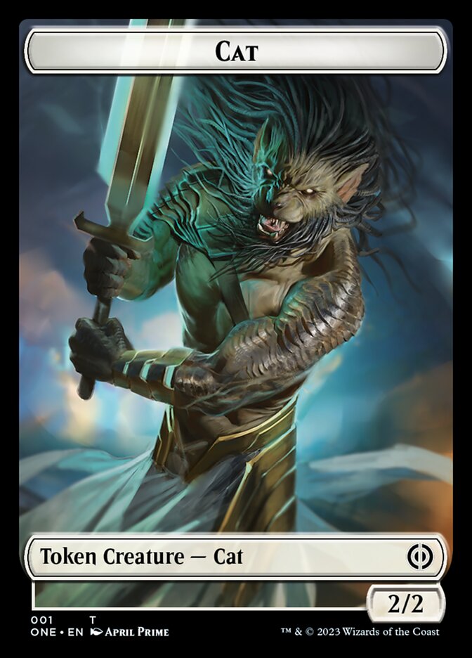 Rebel // Cat Double-Sided Token [Phyrexia: All Will Be One Tokens] | The Gaming-Verse