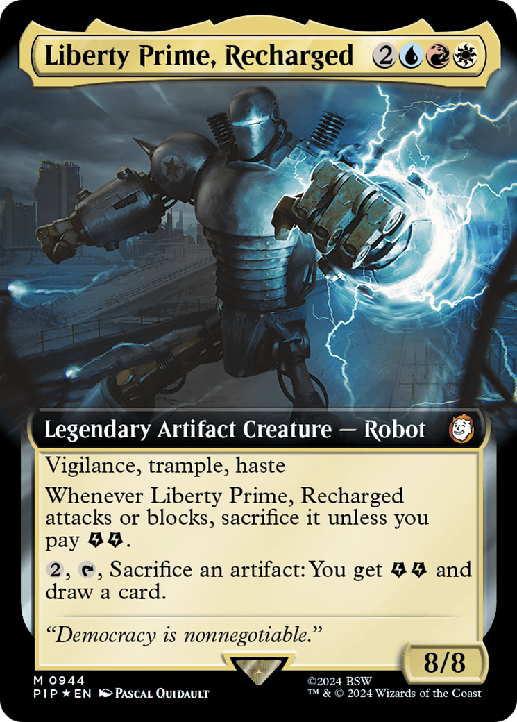 Liberty Prime, Recharged (Extended Art) (Surge Foil) [Fallout] | The Gaming-Verse