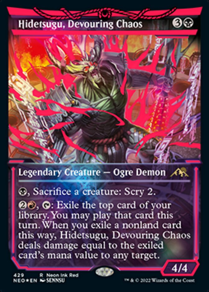 Hidetsugu, Devouring Chaos (Neon Ink Red) [Kamigawa: Neon Dynasty] | The Gaming-Verse