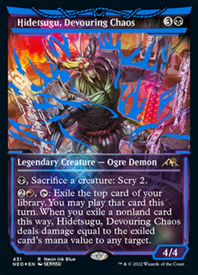 Hidetsugu, Devouring Chaos (Neon Ink Blue) [Kamigawa: Neon Dynasty] | The Gaming-Verse