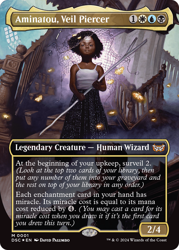 Aminatou, Veil Piercer (Borderless) [Duskmourn: House of Horror Commander] | The Gaming-Verse