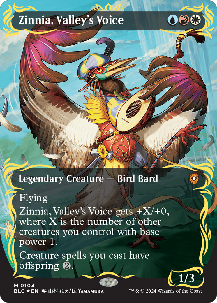 Zinnia, Valley's Voice (Borderless) (Raised Foil) [Bloomburrow Commander] | The Gaming-Verse