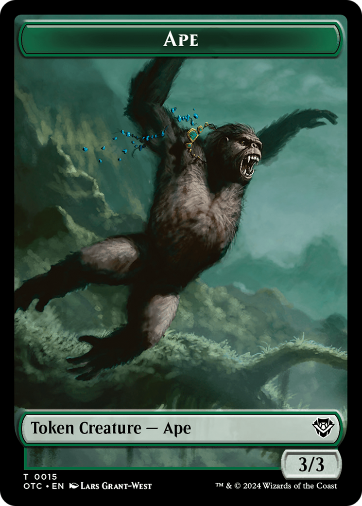 Ape // Shark Double-Sided Token [Outlaws of Thunder Junction Commander Tokens] | The Gaming-Verse