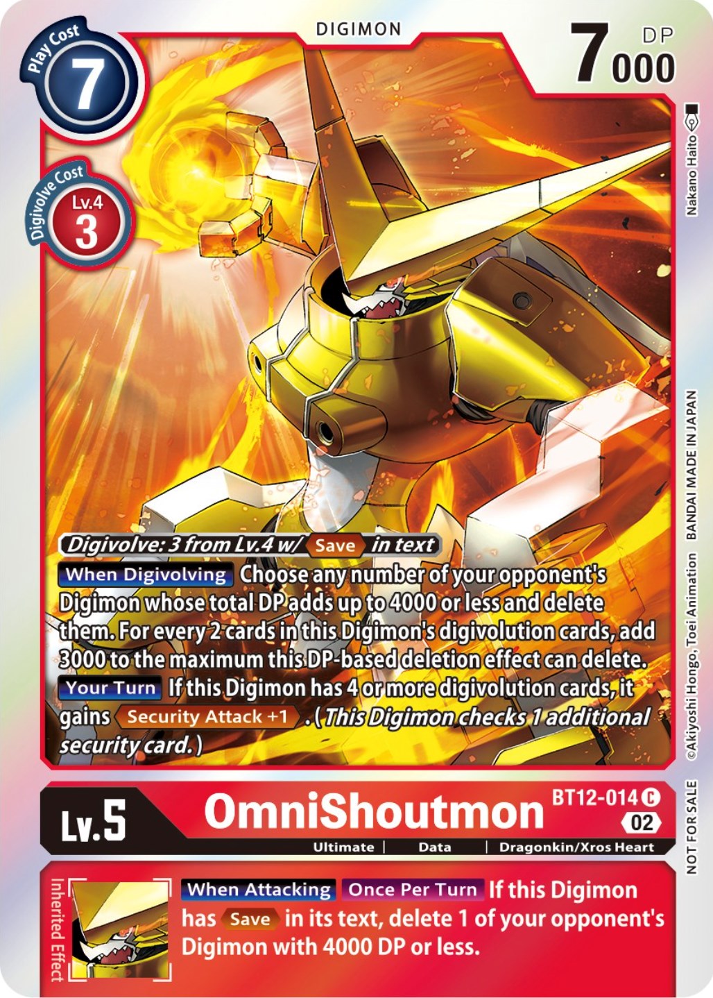 OmniShoutmon [BT12-014] (Box Topper) [Across Time] | The Gaming-Verse