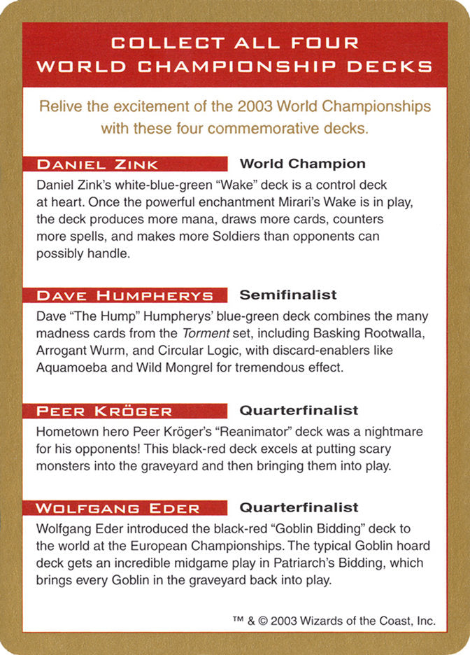 2003 World Championships Ad [World Championship Decks 2003] | The Gaming-Verse