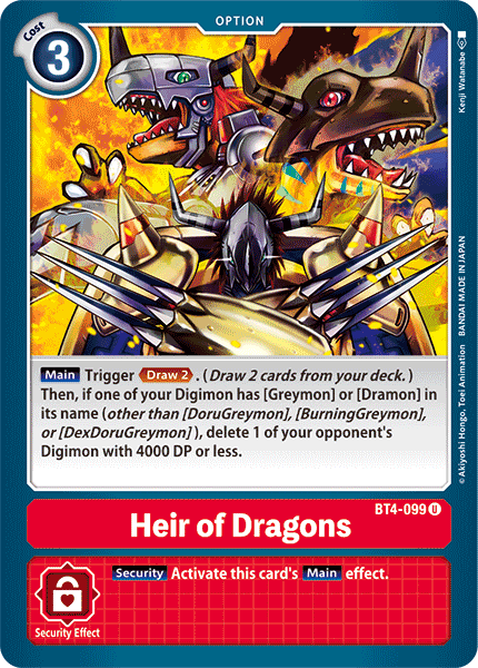 Heir of Dragons [BT4-099] [Great Legend] | The Gaming-Verse