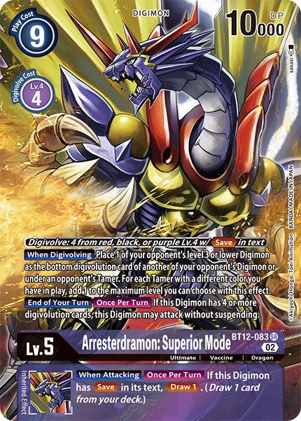 Arresterdramon: Superior Mode [BT12-083] (Alternate Art) [Across Time] | The Gaming-Verse