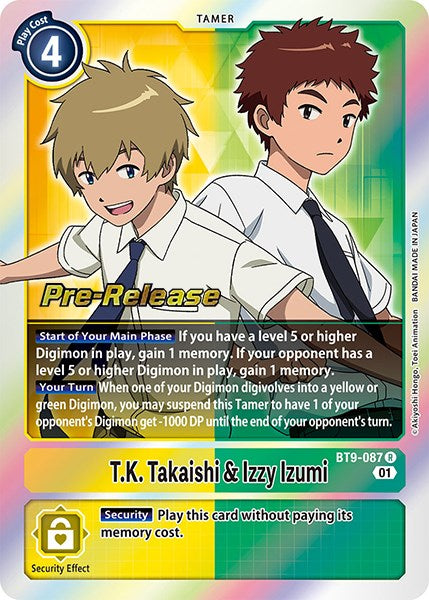 T.K. Takaishi & Izzy Izumi [BT9-087] [X Record Pre-Release Promos] | The Gaming-Verse