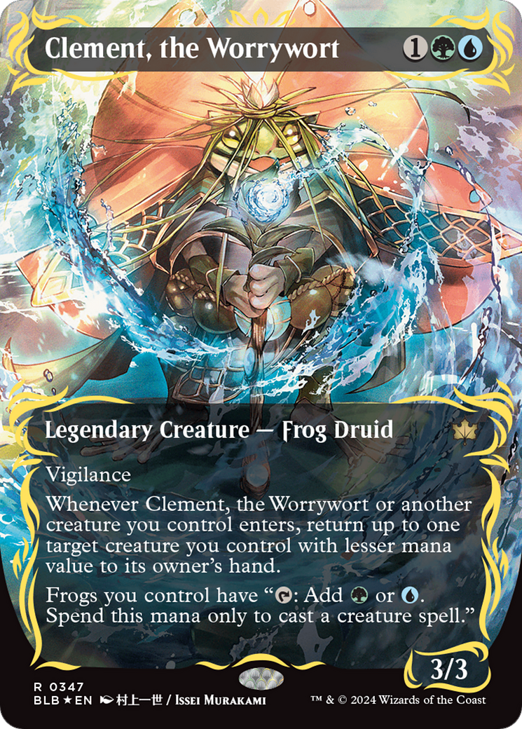 Clement, the Worrywort (Borderless) (Raised Foil) [Bloomburrow] | The Gaming-Verse