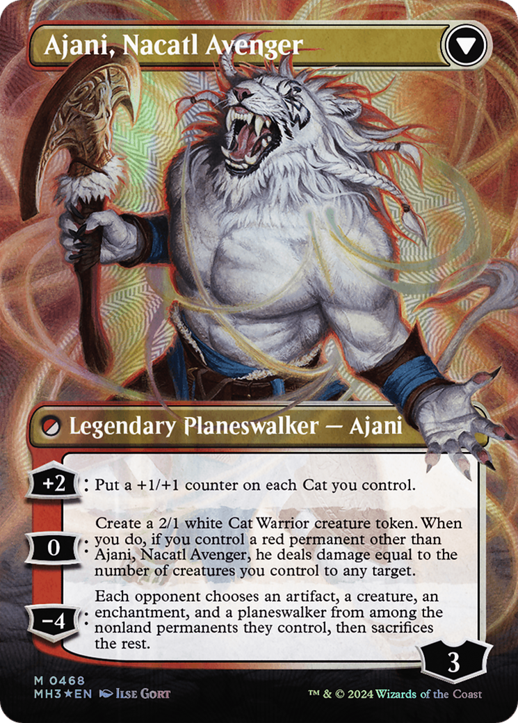 Ajani, Nacatl Pariah // Ajani, Nacatl Avenger (Borderless) (Textured Foil) [Modern Horizons 3] | The Gaming-Verse