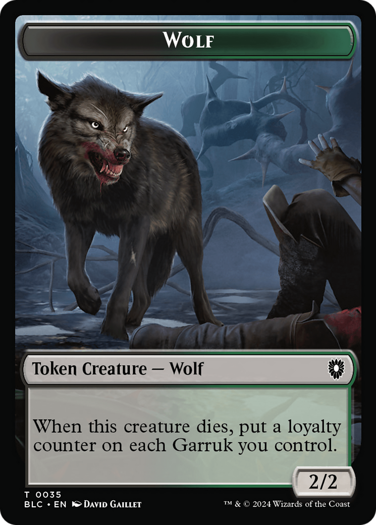 Human Soldier // Wolf (035) Double-Sided Token [Bloomburrow Commander Tokens] | The Gaming-Verse