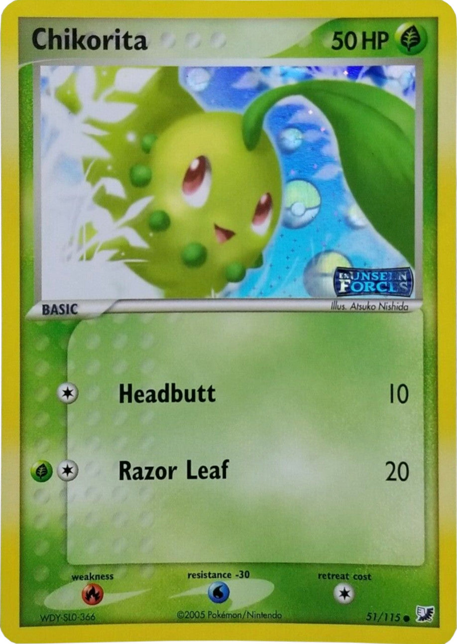 Chikorita (51/115) (Stamped) [EX: Unseen Forces] | The Gaming-Verse