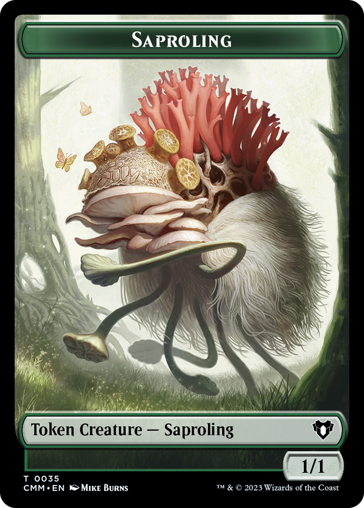 Saproling // Dragon (0021) Double-Sided Token [Commander Masters Tokens] | The Gaming-Verse