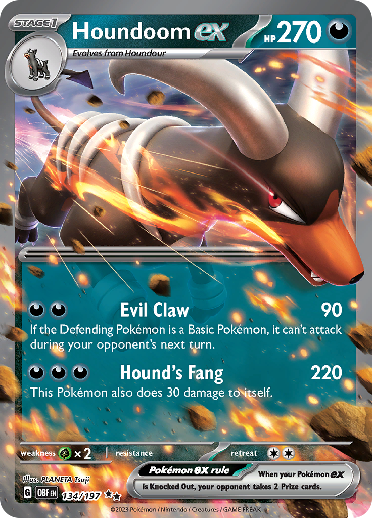 Houndoom ex (134/197) [Scarlet & Violet: Obsidian Flames] | The Gaming-Verse