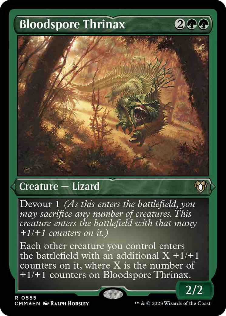 Bloodspore Thrinax (Foil Etched) [Commander Masters] | The Gaming-Verse