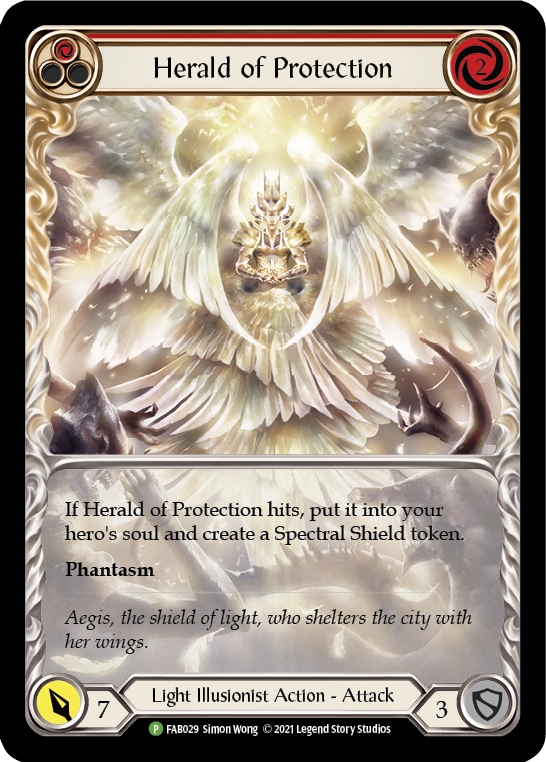 Herald of Protection (Red Extended Art) [FAB029] (Promo)  Rainbow Foil | The Gaming-Verse