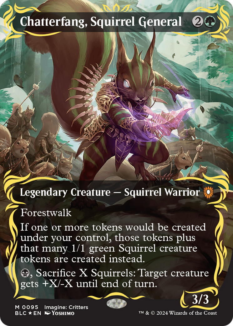 Chatterfang, Squirrel General (Borderless) (Raised Foil) [Bloomburrow Commander] | The Gaming-Verse