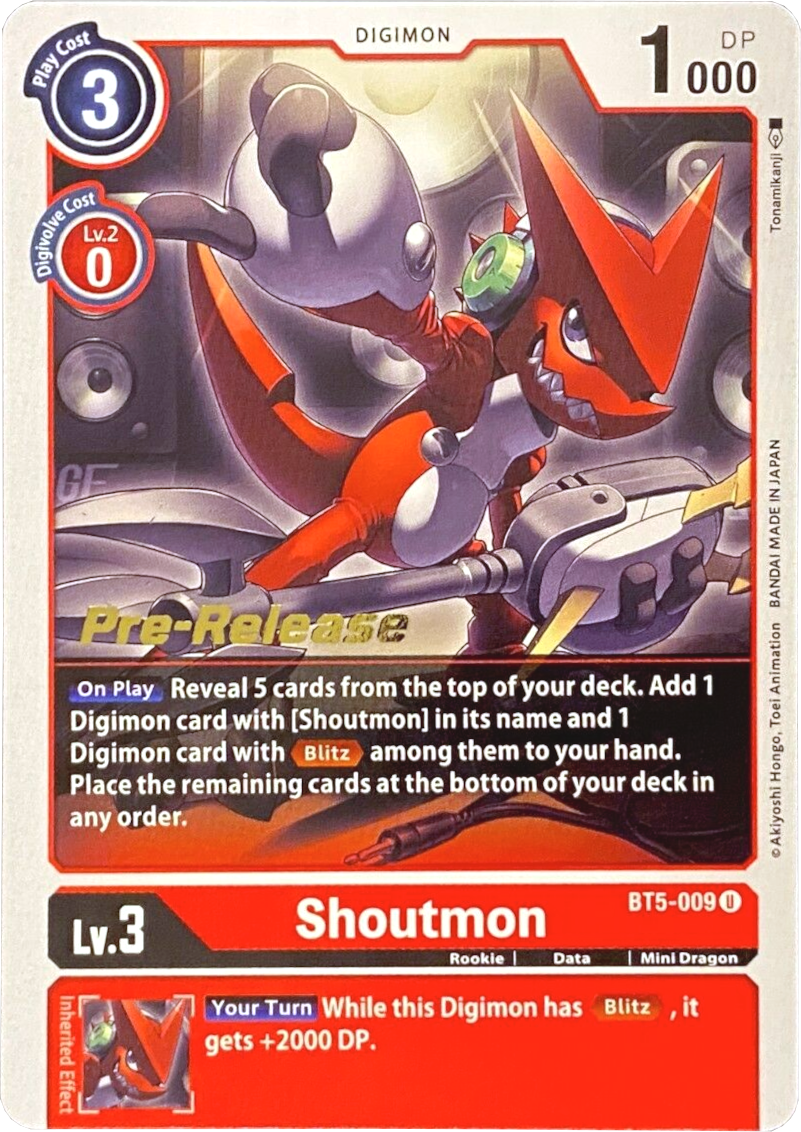 Shoutmon [BT5-009] [Battle of Omni Pre-Release Promos] | The Gaming-Verse