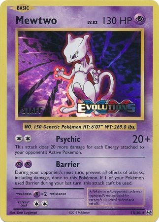 Mewtwo (51/108) (XY Evolutions Staff Prerelease) [XY: Black Star Promos] | The Gaming-Verse