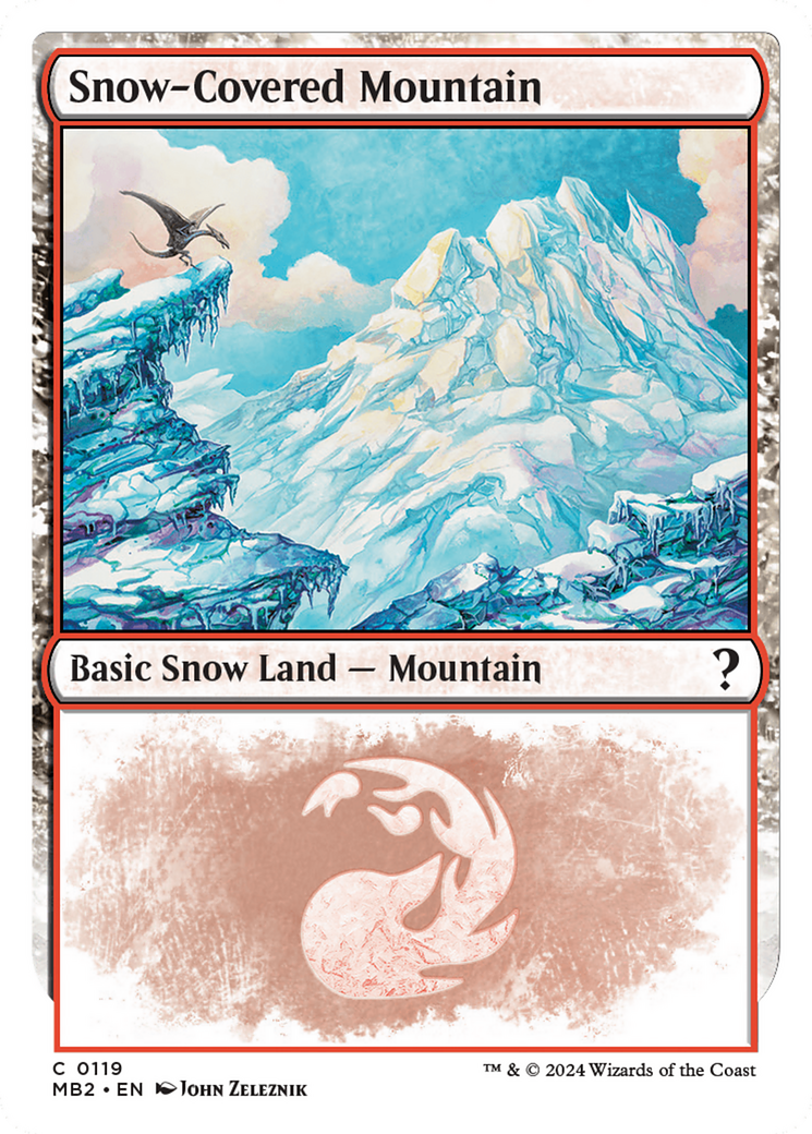 Snow-Covered Mountain (White Border) [Mystery Booster 2] | The Gaming-Verse