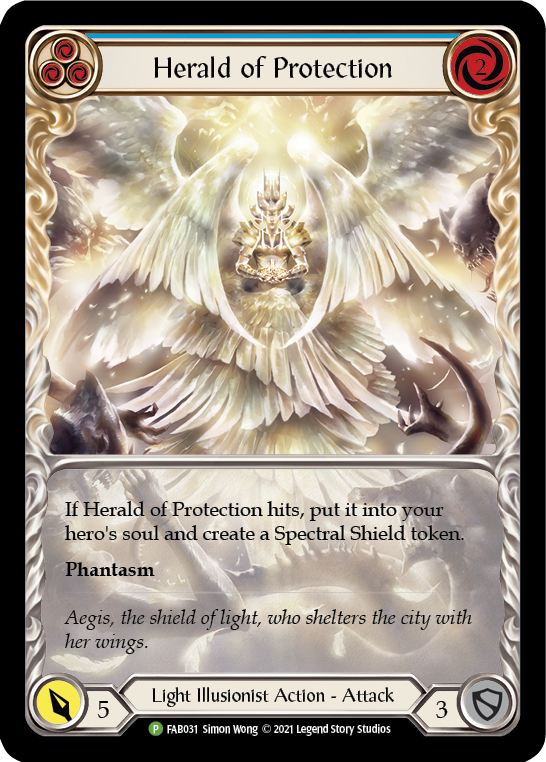 Herald of Protection (Blue Extended Art) [FAB031] (Promo)  Rainbow Foil | The Gaming-Verse