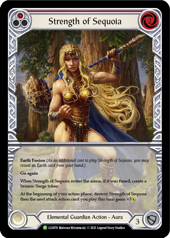 Strength of Sequoia (Red) [LGS078] (Promo)  Rainbow Foil | The Gaming-Verse