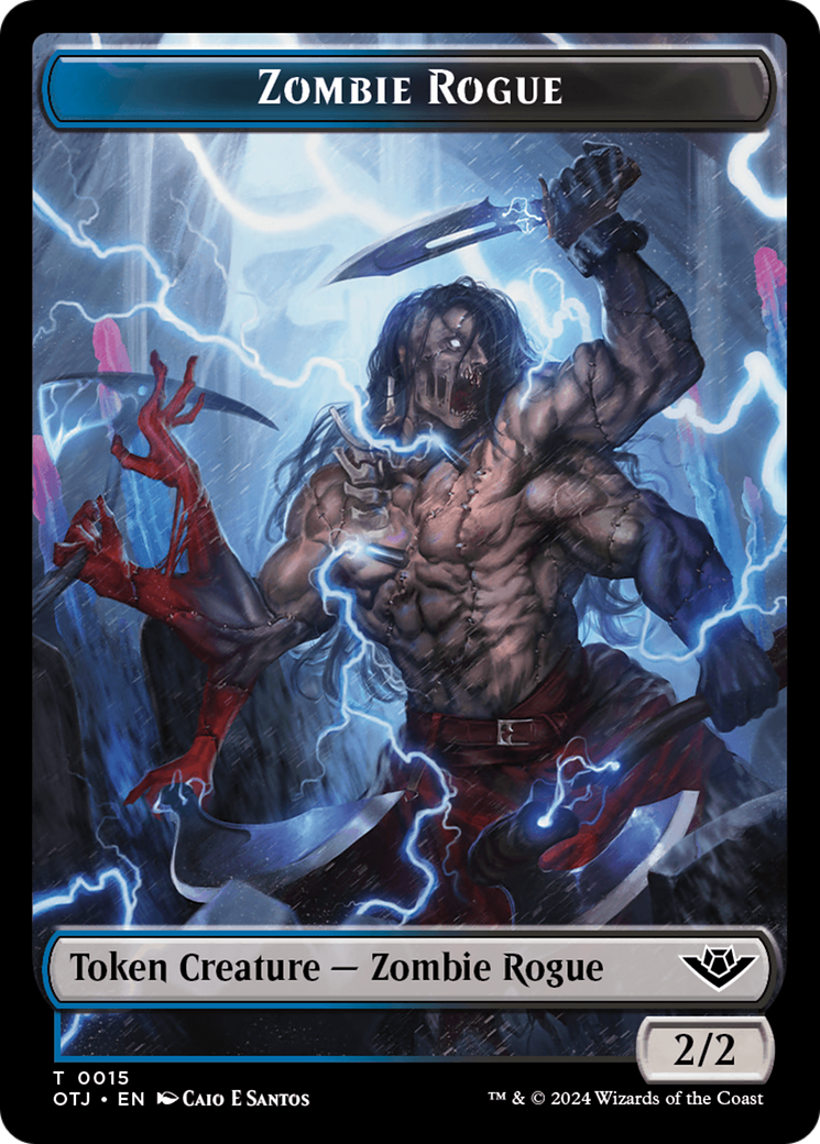 Treasure // Zombie Rogue Double-Sided Token [Outlaws of Thunder Junction Tokens] | The Gaming-Verse