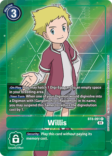 Willis [BT8-091] (Alternative Art - Box Topper) [New Awakening] | The Gaming-Verse