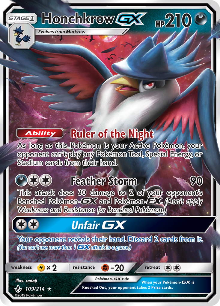 Honchkrow GX (109/214) [Sun & Moon: Unbroken Bonds] | The Gaming-Verse