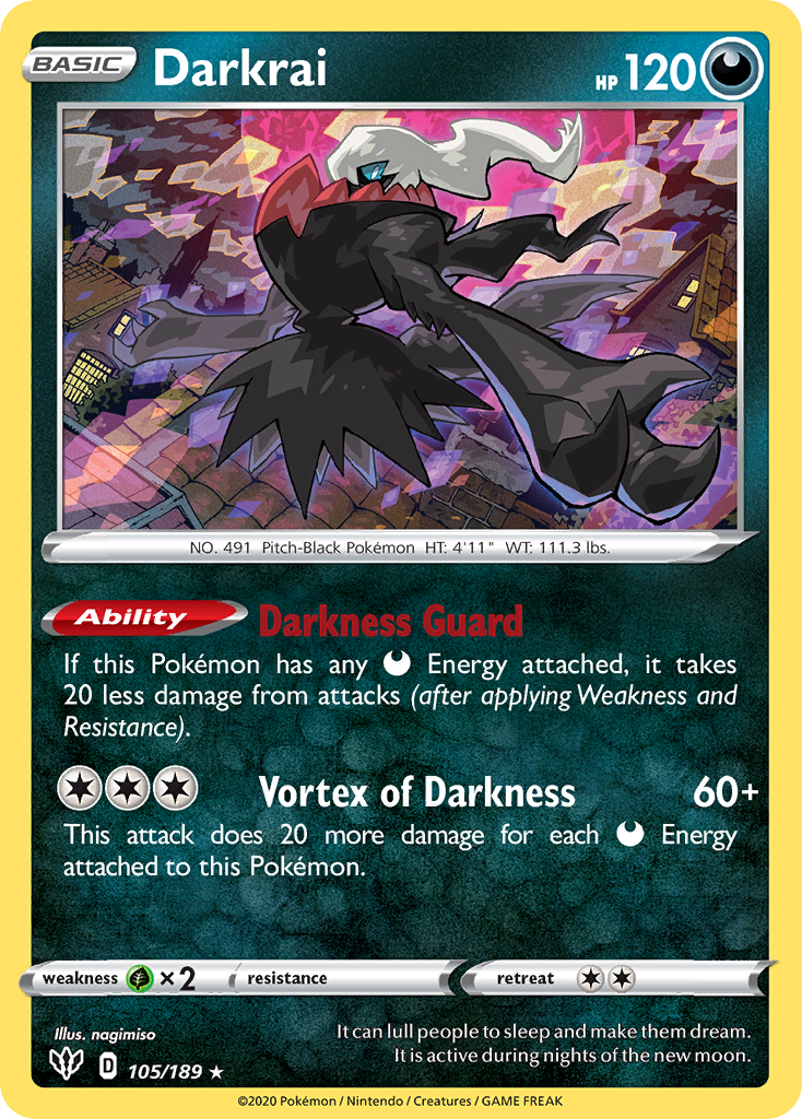 Darkrai (105/189) (Cosmos Holo) [Sword & Shield: Darkness Ablaze] | The Gaming-Verse