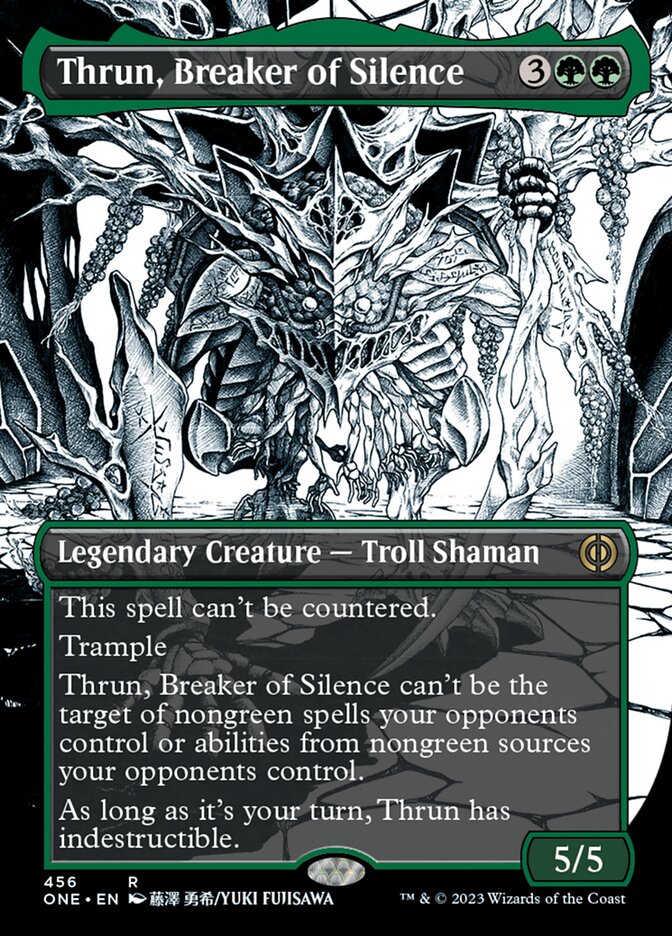 Thrun, Breaker of Silence (Borderless Manga Step-and-Compleat Foil) [Phyrexia: All Will Be One] | The Gaming-Verse